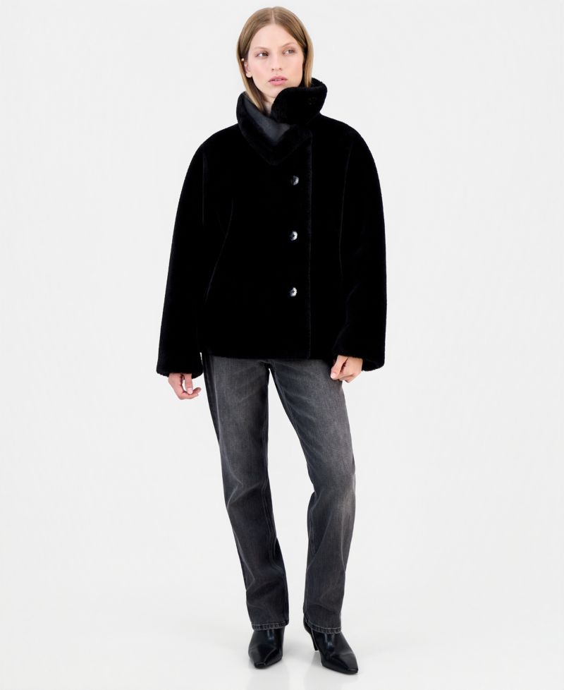 Women's Funnel-Neck Teddy Jacket, Created for Macy's