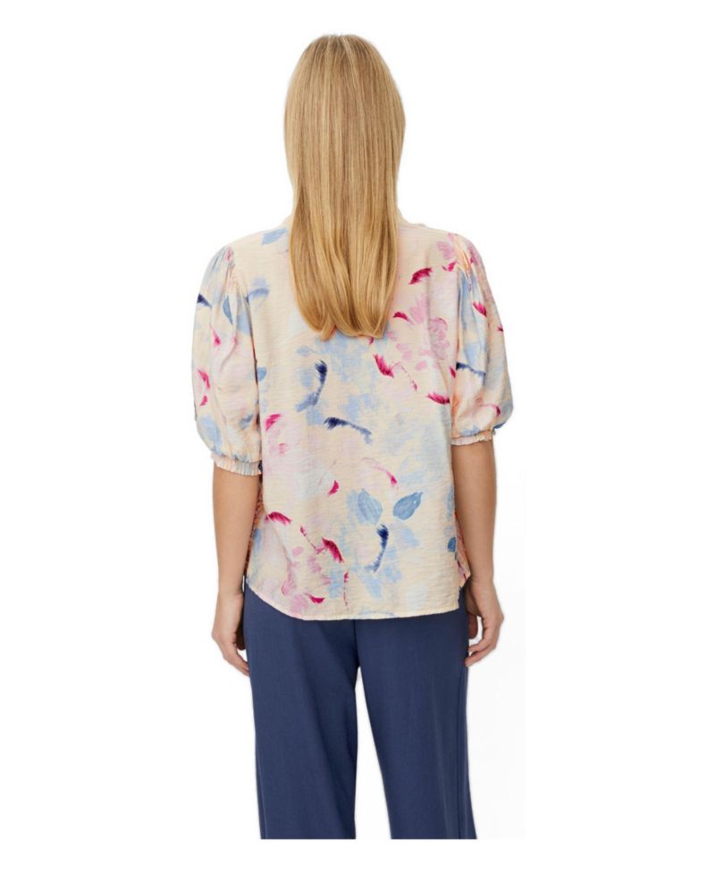 Women's MaDanessa Floral-Print V-Neck Ruffle-Trim Blouse