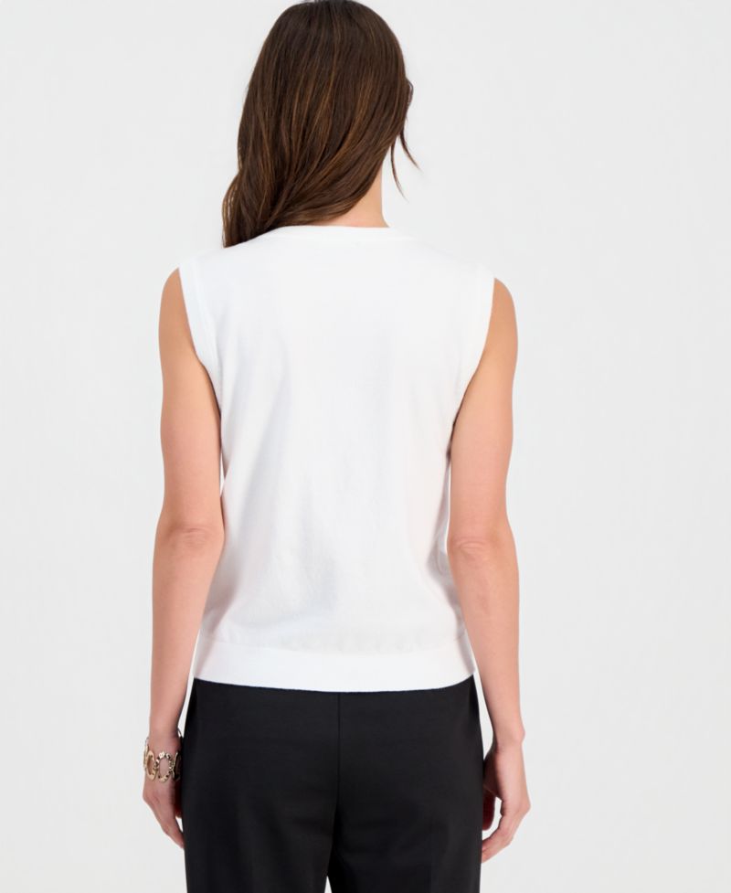 Women's Fish-Embroidery Sleeveless Crewneck Top