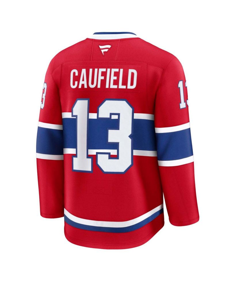 Men's Cole Caufield Red Montreal Canadiens Home Premium Jersey