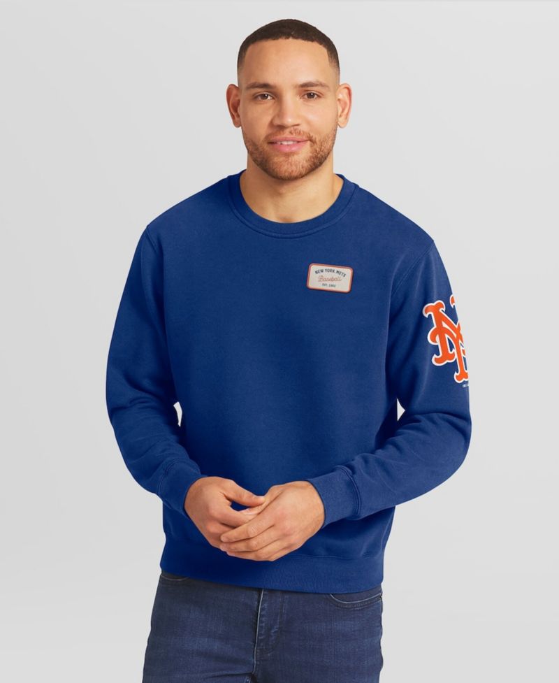 Darius Rucker Collection by Fanatics Men's Royal New York Mets Washed Crew Neck Pullover Sweatshirt