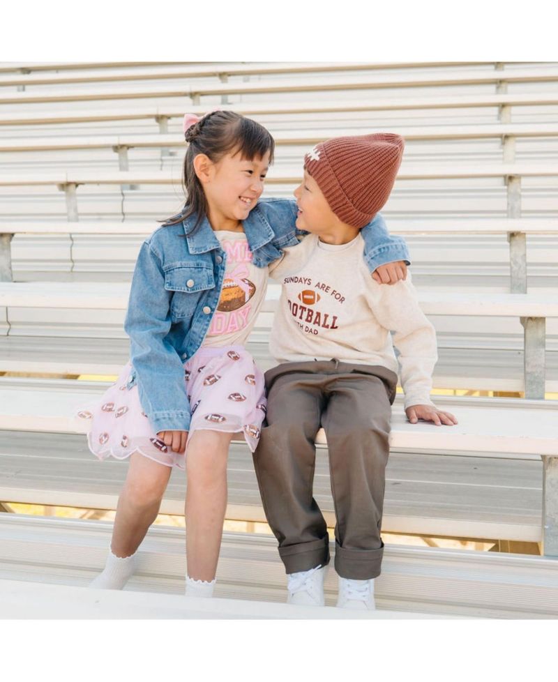 Big Girls (2T-4T) Football Sequin Patch Denim Jacket