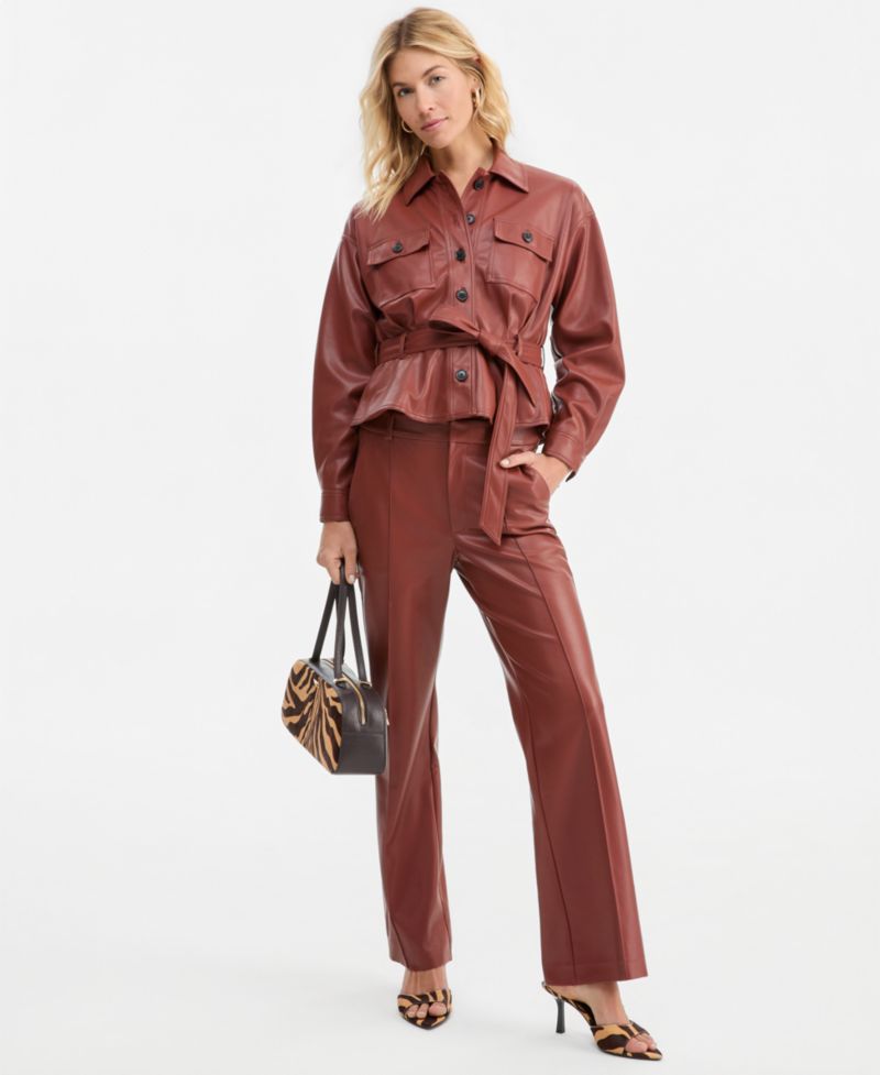 Women's Faux Leather High-Rise Bootcut Pants