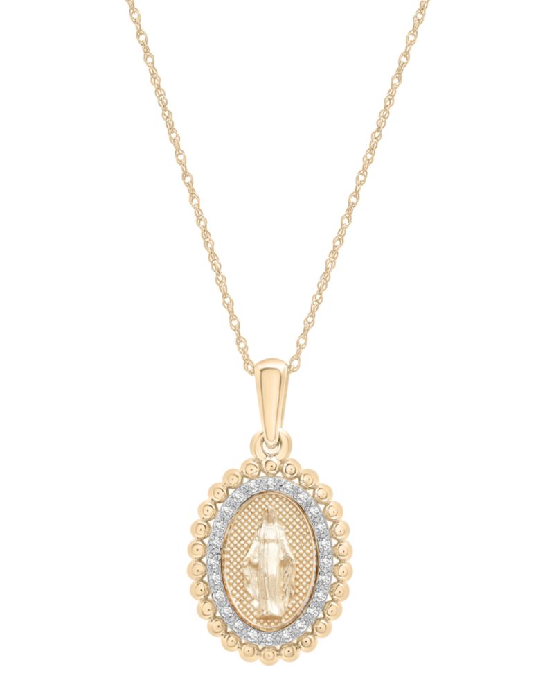 Diamond Blessed Mother Pendant 18" Necklace (1/10 ct. t.w.) in 10k Gold