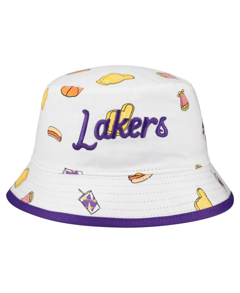 Men's White Los Angeles Lakers Team Cheer Reversible Bucket Hat