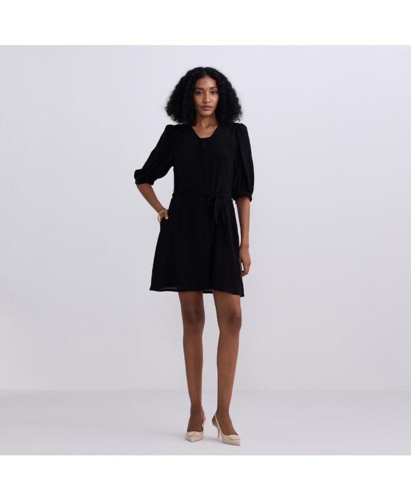 Women's Short Dress with a Waist-tie