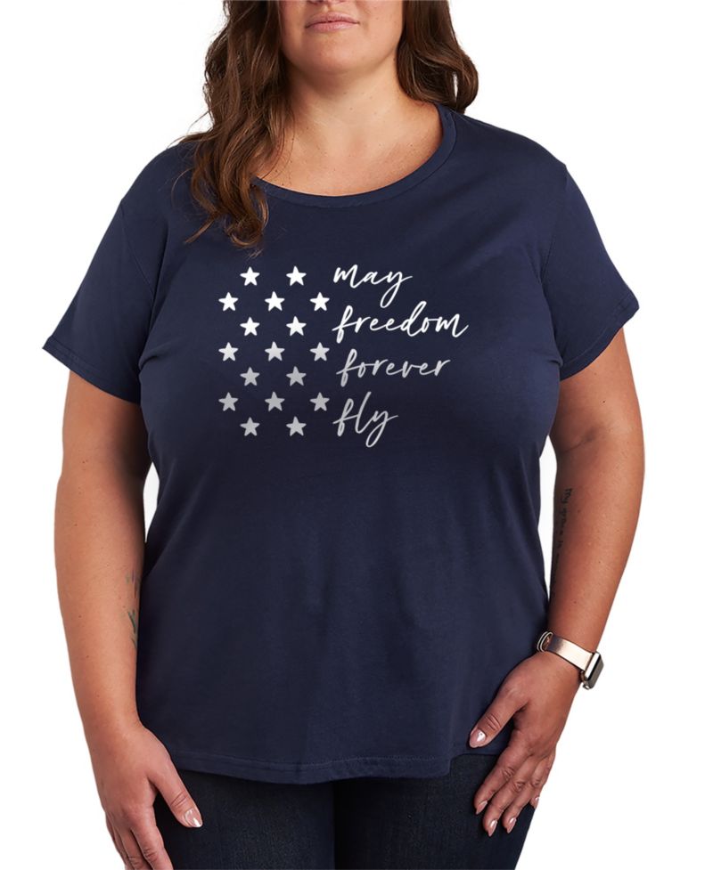 Plus Size Instant Message May Freedom Fly Forever Short-Sleeve Graphic T-Shirt