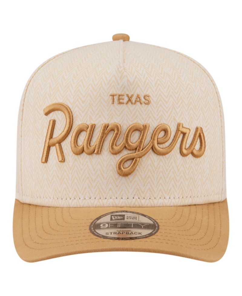 Men's Cream Texas Rangers Herringbone 9FIFTY A-Frame Snapback Hat