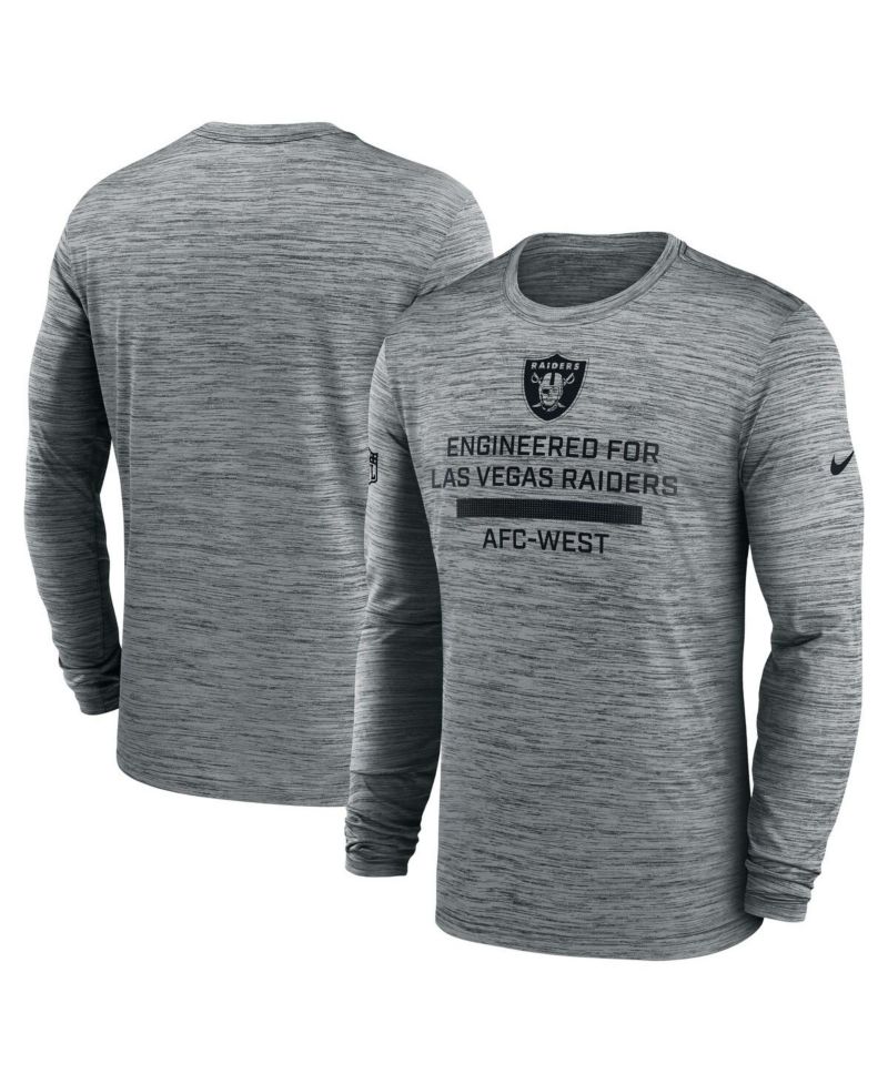 Men's Gray Las Vegas Raiders Sideline Velocity Performance Long Sleeve T-Shirt