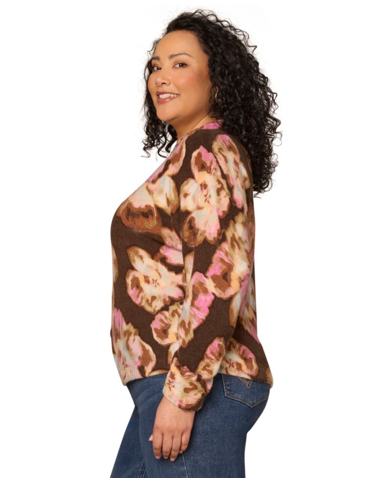 Plus Printed Long-Sleeve Sweater