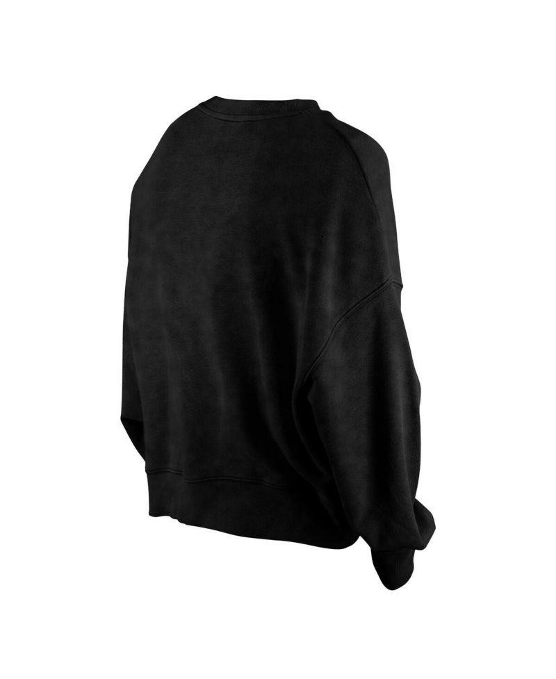 Women's Black Brooklyn Nets Throwback Enzyme Wash Oversized Boxy Pullover Sweatshirt