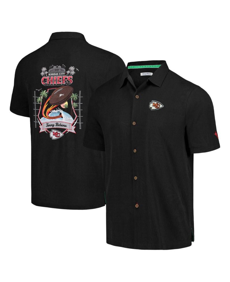 Men's Black Kansas City Chiefs Tidal Kickoff Camp Button-Up Shirt
