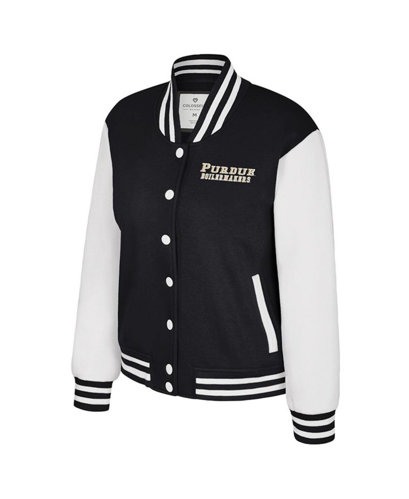 Women's Black Purdue Boilermakers French Baguette Full Snap Fleece Jacket