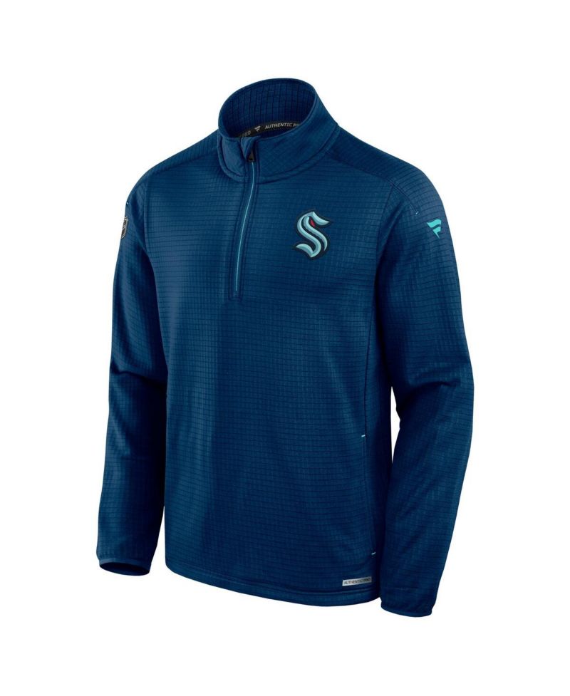 Men's Navy Seattle Kraken Authentic Pro Rink Quarter-Zip Jacket