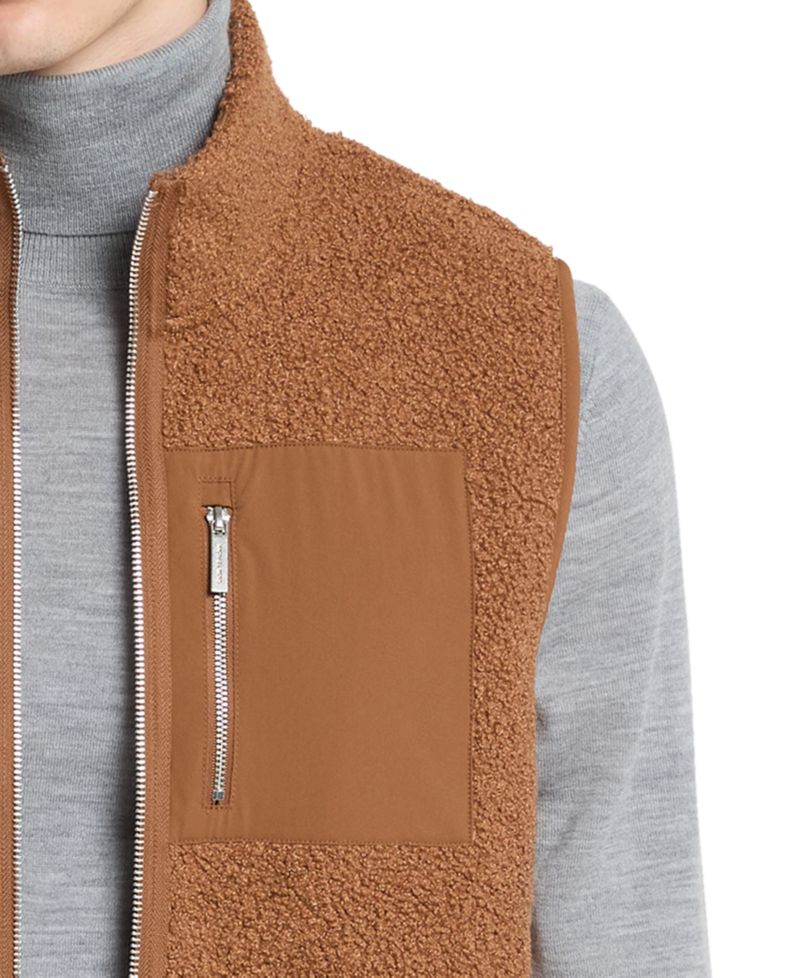 MICHAEL Men's Boucl&eacute; Stand-Collar Regular-Fit Vest