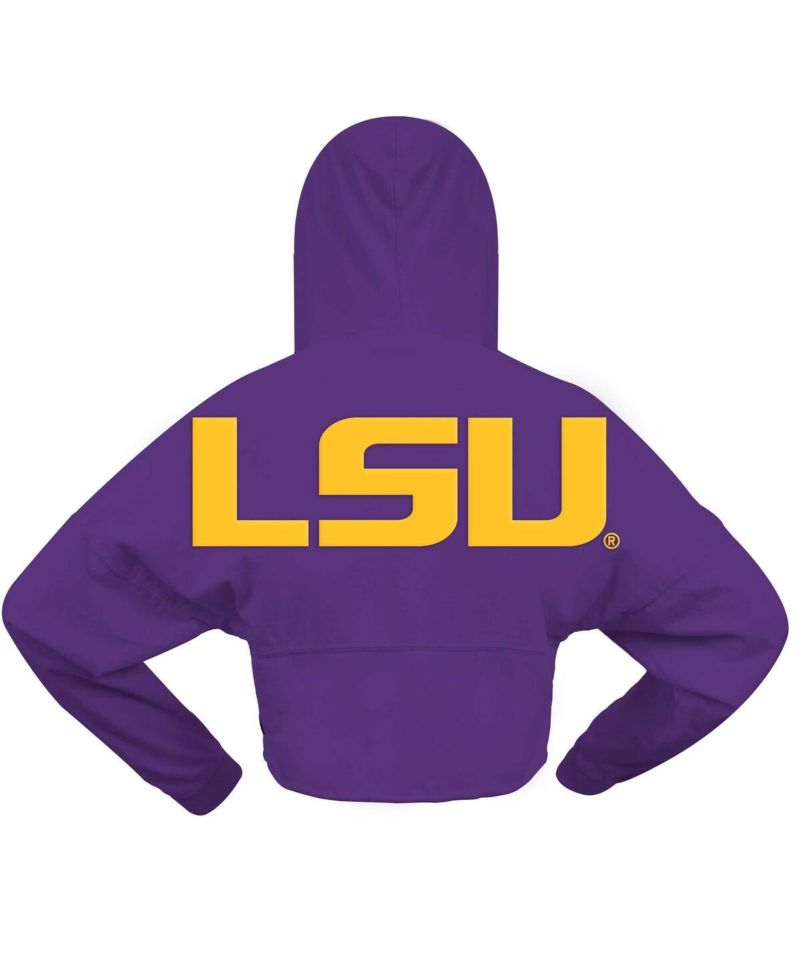 Women's Purple LSU Tigers Oversized Cropped Pullover Hoodie