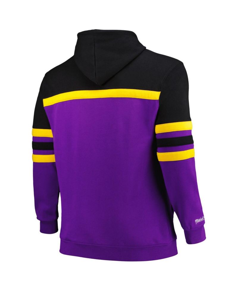Men's Black/Purple Los Angeles Lakers Big & Tall Hardwood Classics Head Coach Pullover Hoodie