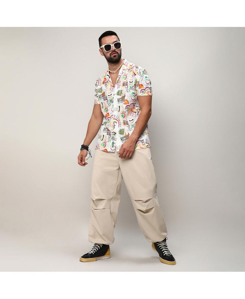 Men's Multicolour Mesh Graphic Shirt