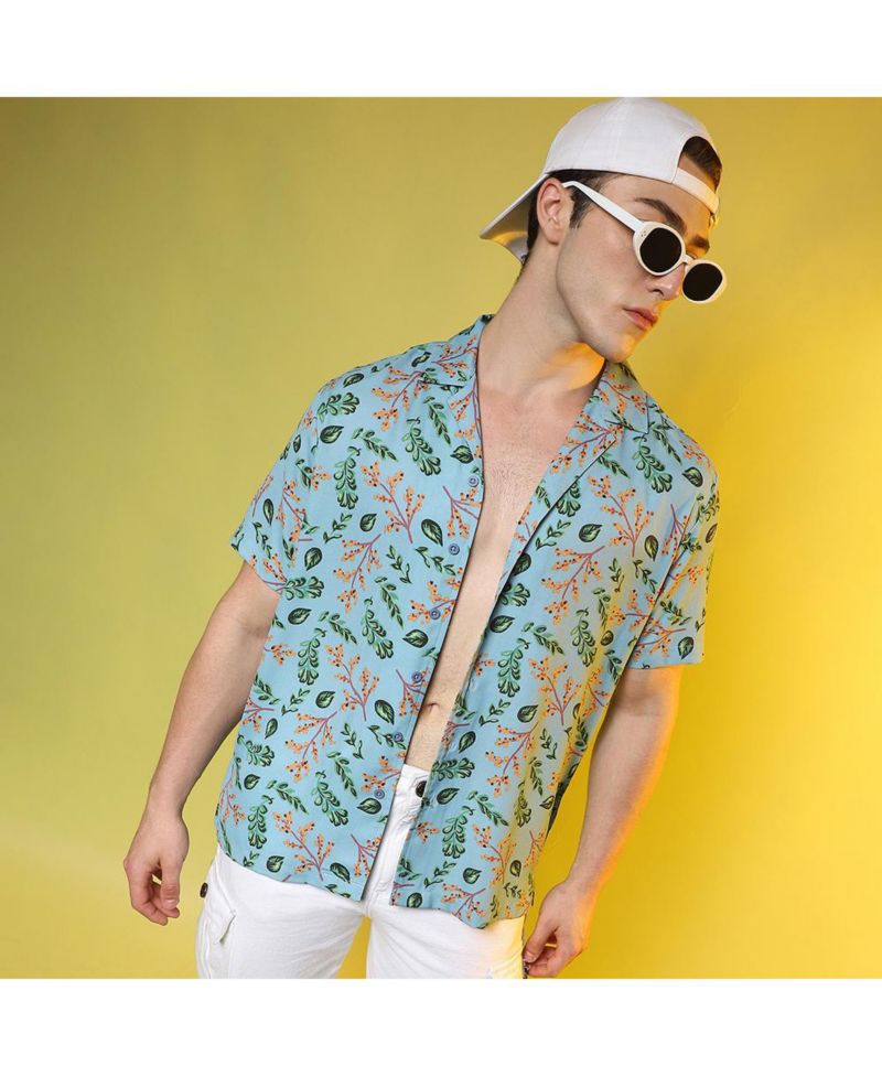 Men's Sky Blue Foliage Shirt