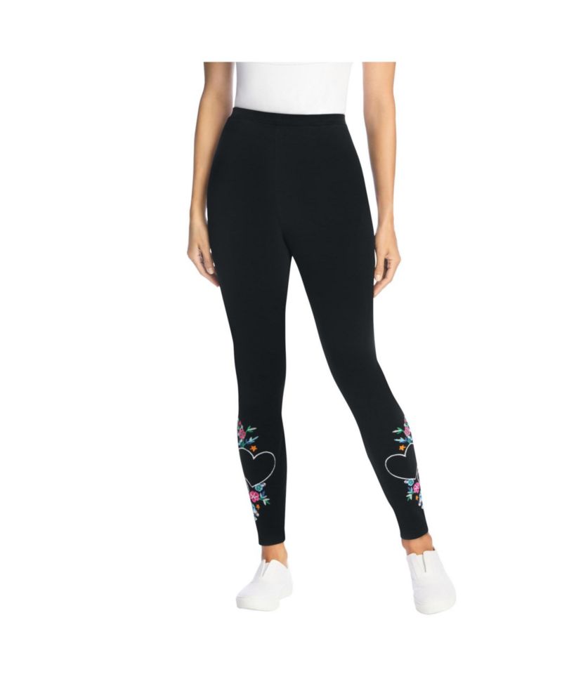 Women's Within Stretch-Cotton Knit Pull-On Embroidered Leggings