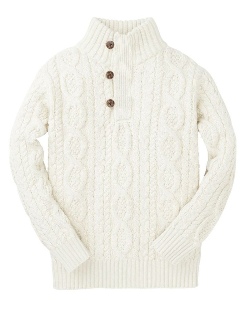 Baby Boys Hope and Henry Mock Neck Cable Sweater with Buttons