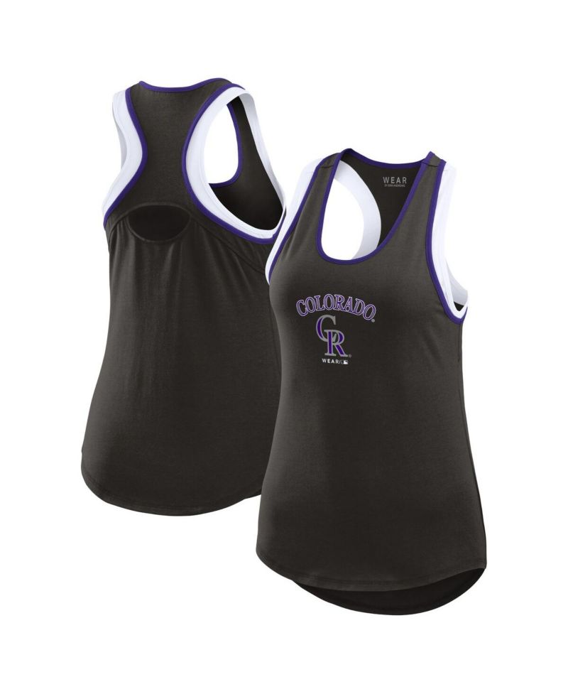 Women's Black Colorado Rockies Colorblock Racerback Tank Top