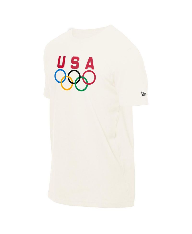 Men's Cream Team USA 5 Rings Chrome T-Shirt