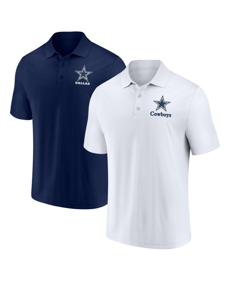 Men's White, Navy Dallas Cowboys Throwback Polo Shirt Combo Set