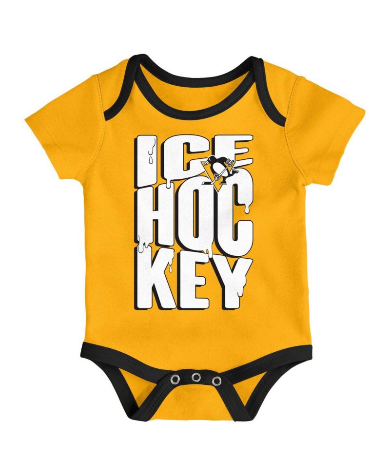 Baby Boys and Girls 3-Piece Pittsburgh Penguins Triple Header Bodysuit Set