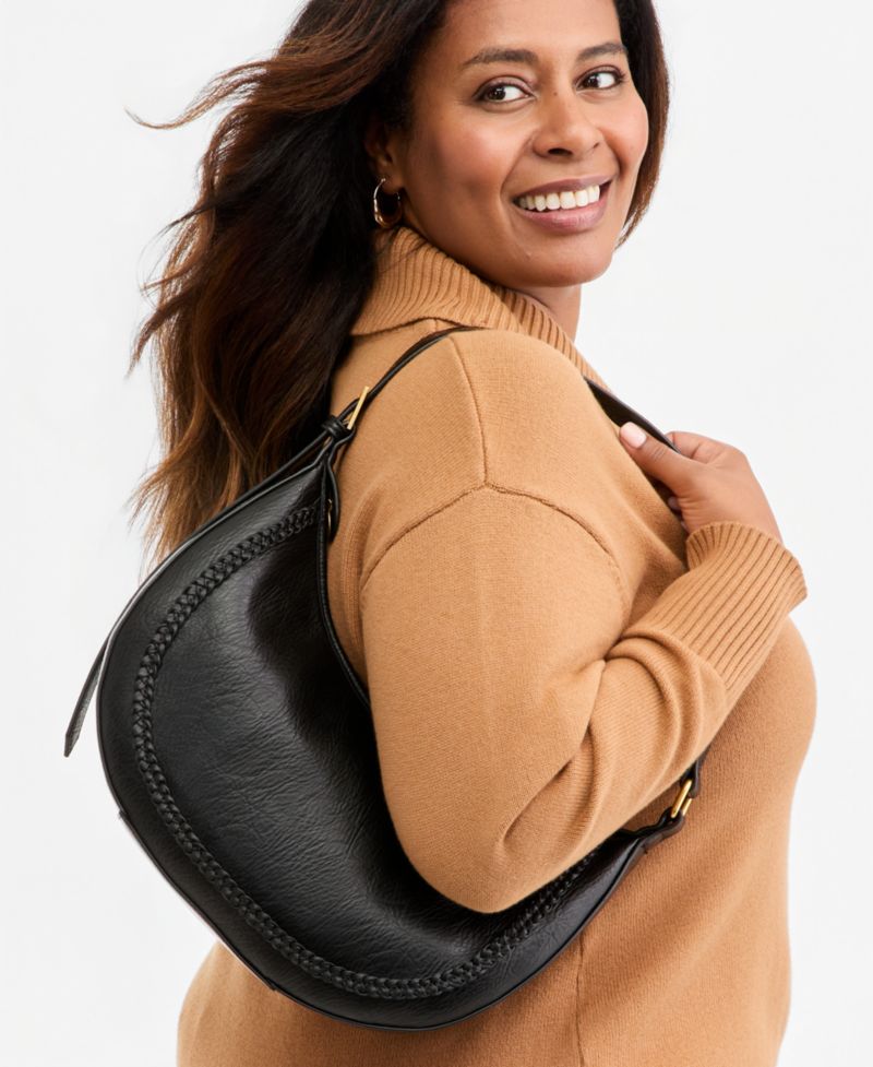 Braided-Edge Crescent Bag