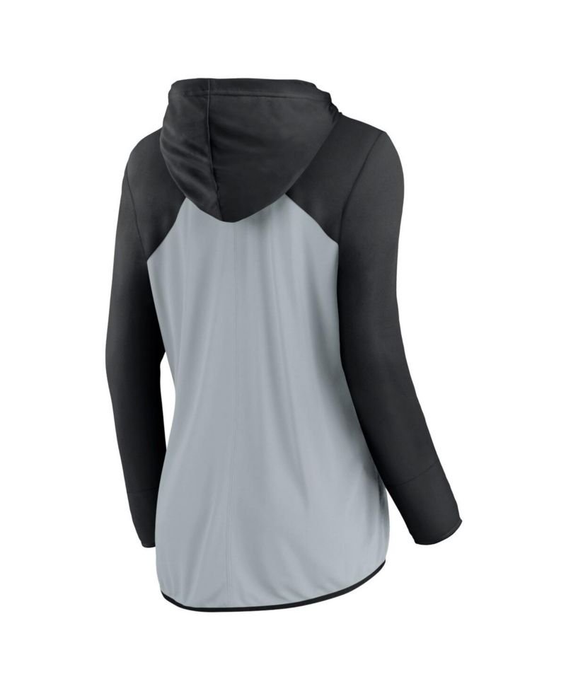 Women's Silver/Black Las Vegas Raiders Script Full-Zip Hoodie
