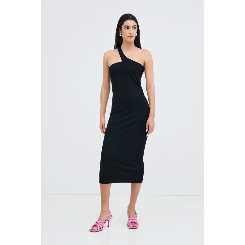 Women's Cameron Fitted One-Shoulder Geometric Strap Midi Dress