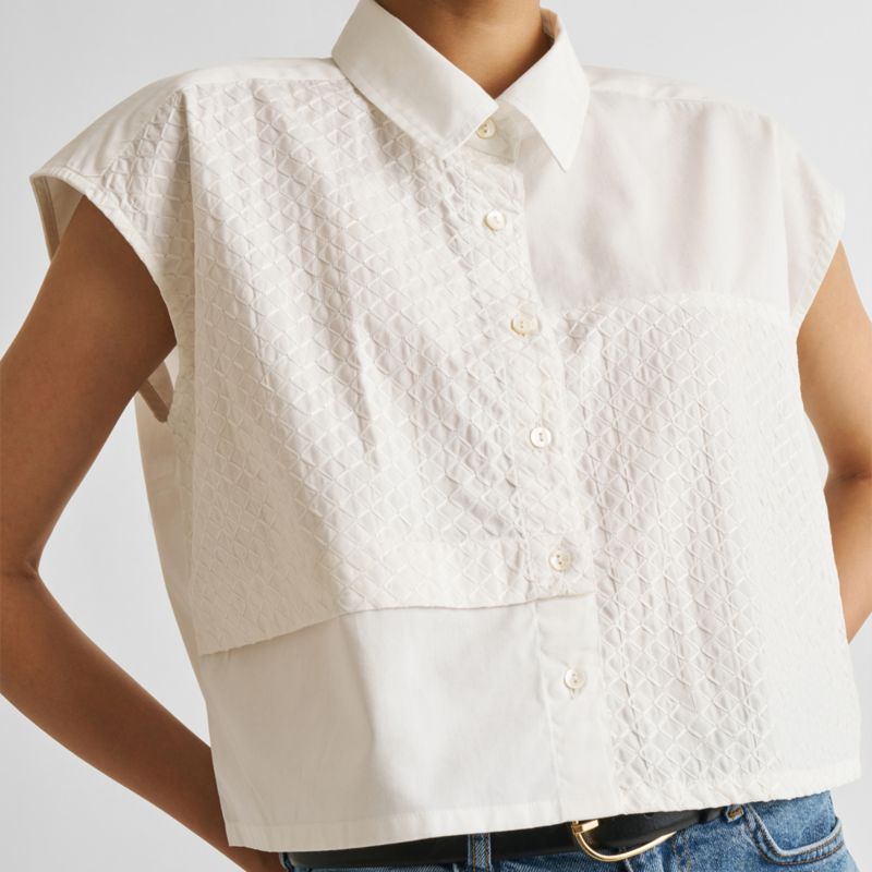 Women's Embroidered Panel Crop Top