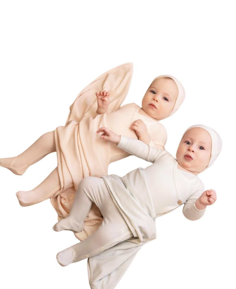 Baby Girls ( 1M to 12M ) Ribbed Striped Wrap Footie Set