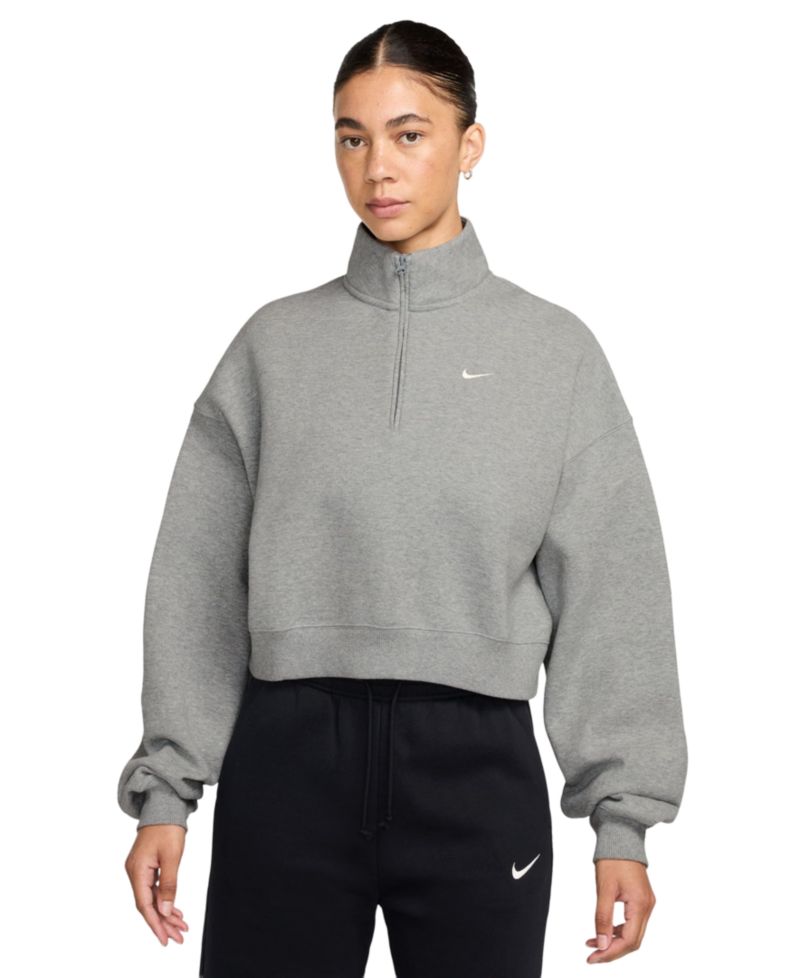 Women's Studio Fleece Oversized 1/4-Zip Cropped Top