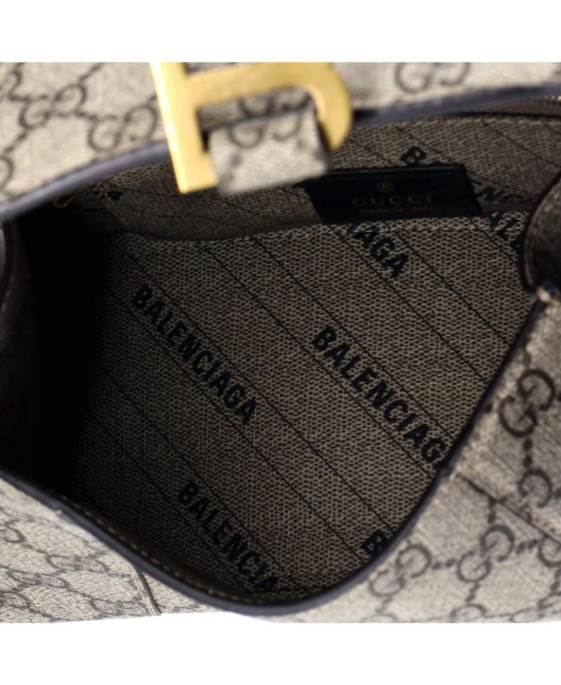 Small x Balenciaga The Hacker Project Hourglass Top Handle Bag GG Coated Canvas
