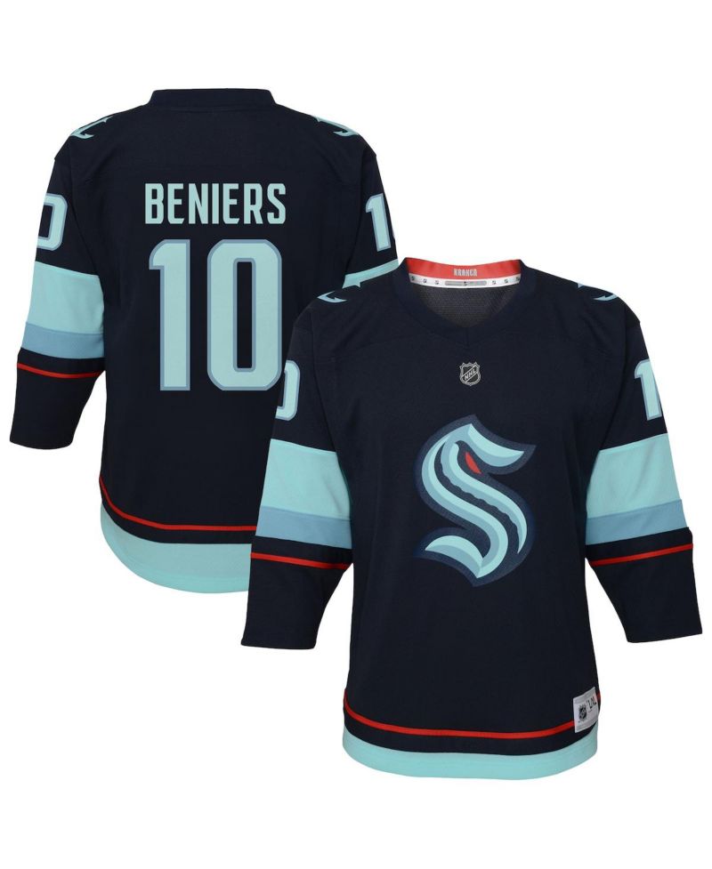 Big Boys and Girls Matty Beniers Navy Seattle Kraken Alternate Replica Player Jersey