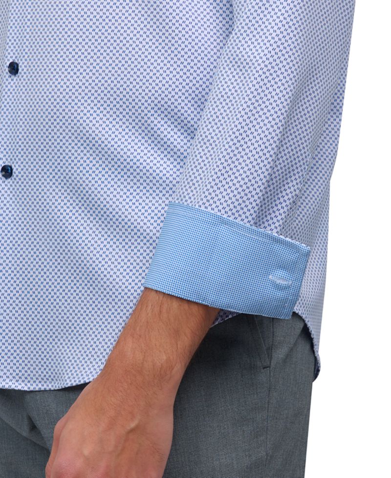 Men's Recycled Slim Fit Zig Zag Performance Stretch Cooling Comfort Dress Shirt