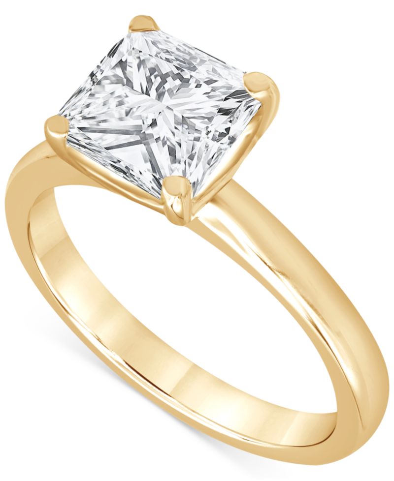 Certified Lab Grown Diamond Princess-Cut Solitaire Engagement Ring (4 ct. t.w.) in 14k Gold