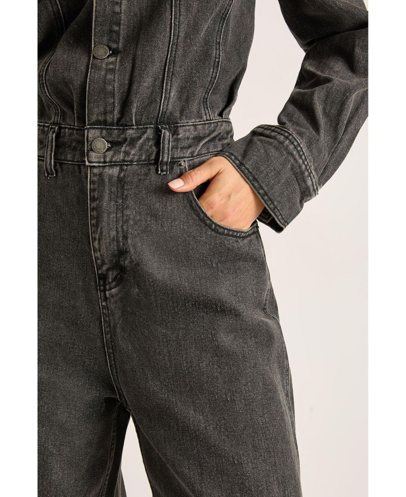 Women's Denim Shoulder Pad Boilersuit