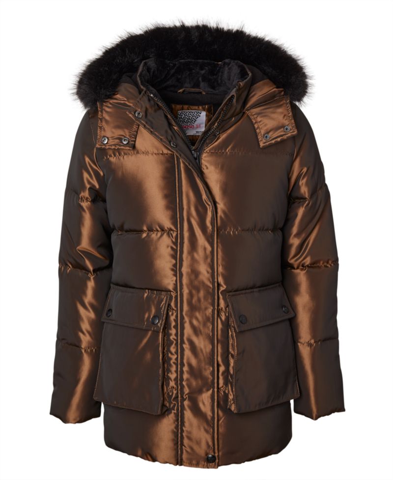 Big Girls' Iridescent Hooded Puffer Jacket