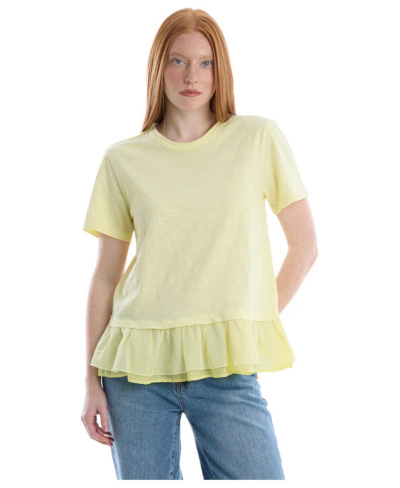 Women's Short Sleeve Mixed Media Tee