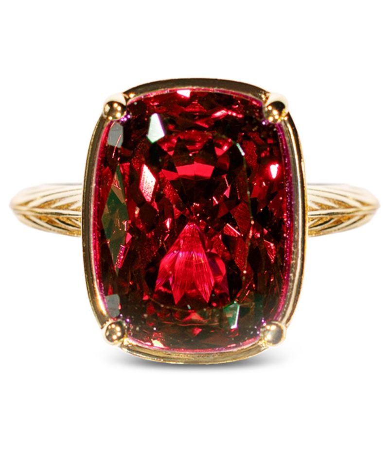Elongated Cushion Garnet Cubic Zirconia Cocktail Ring