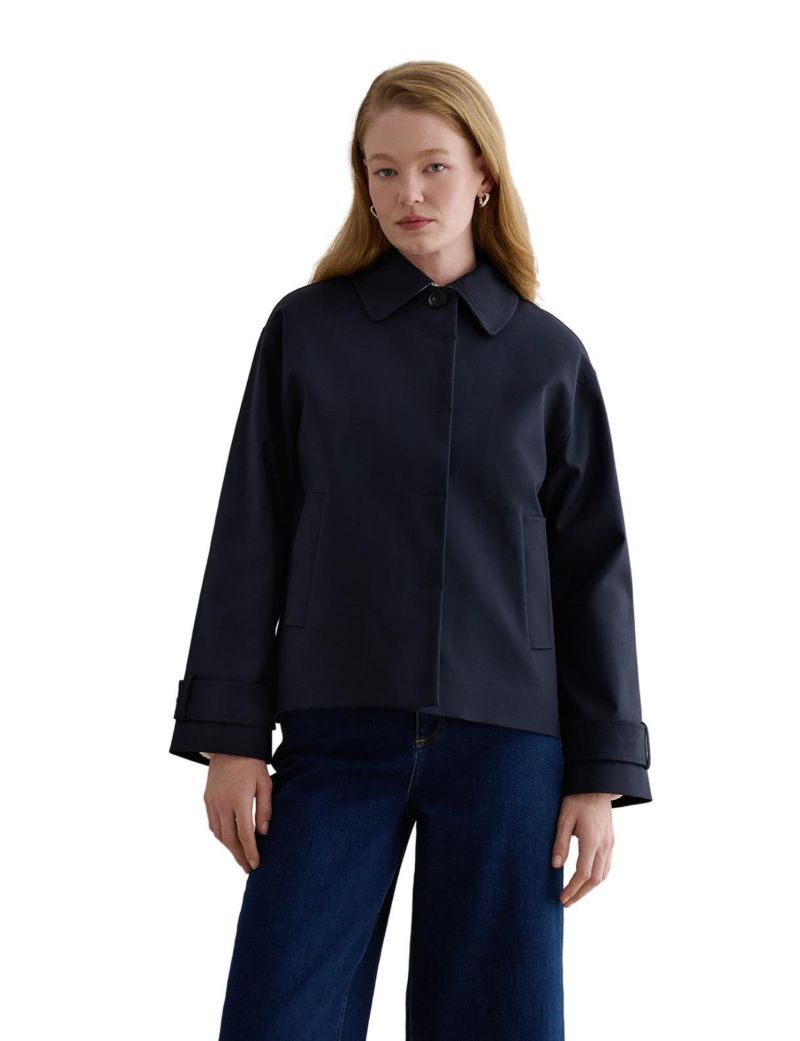 Women's Frida Collared Cropped Trench Coat