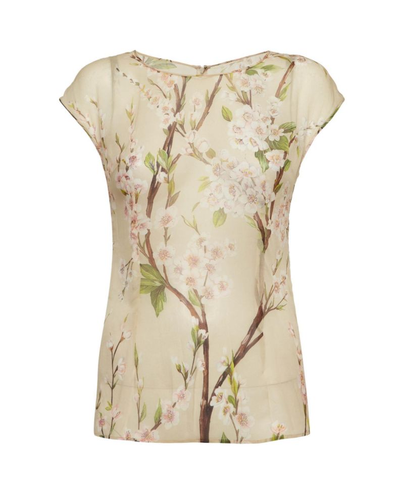 Women's Floral Print Chiffon Sheer Top