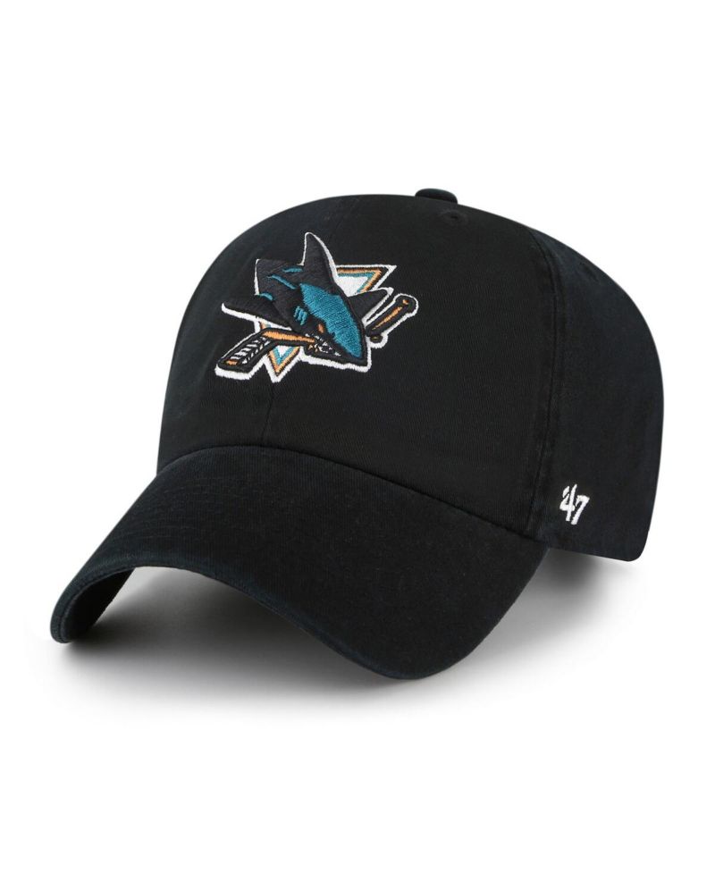 Men's Black San Jose Sharks Logo Clean Up Adjustable Hat
