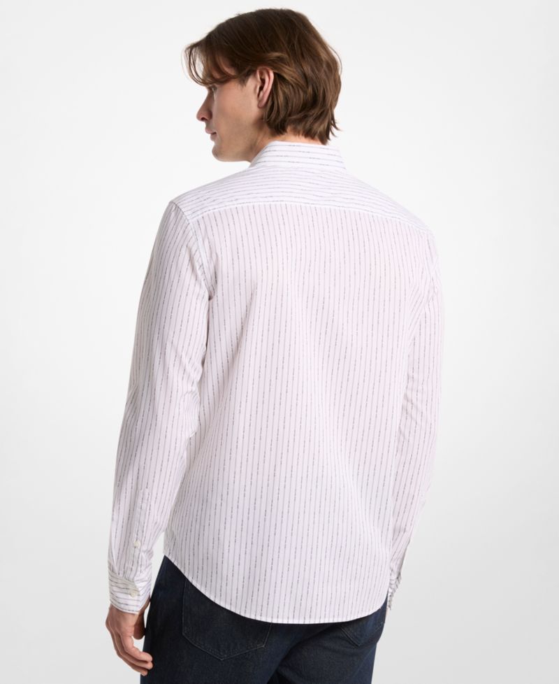 Men's Logo Lettering Pinstripe Long-Sleeve Shirt