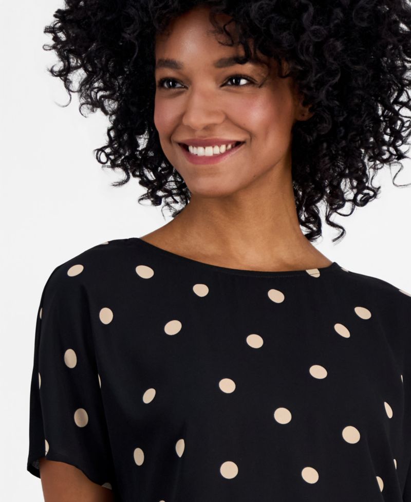 Petite Printed Boat-Neck Top