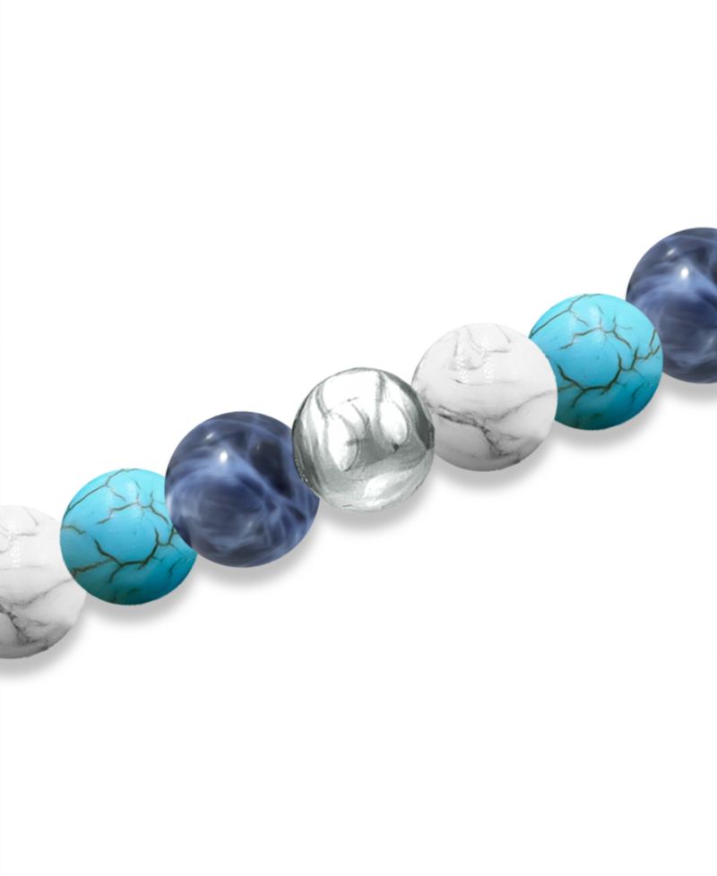 Genuine Stone Bead Stretch Bracelet with Silver Plate or Gold Plate Bead Accent