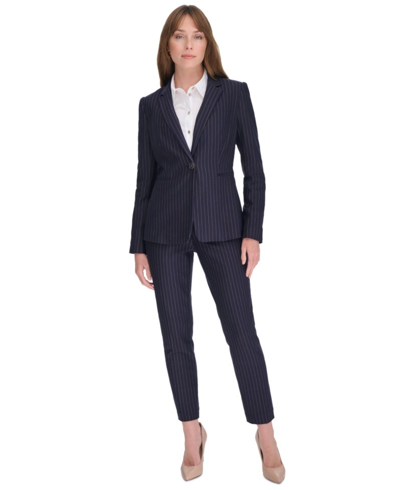 Women's Pinstripe Slim-Fit Single-Button Blazer